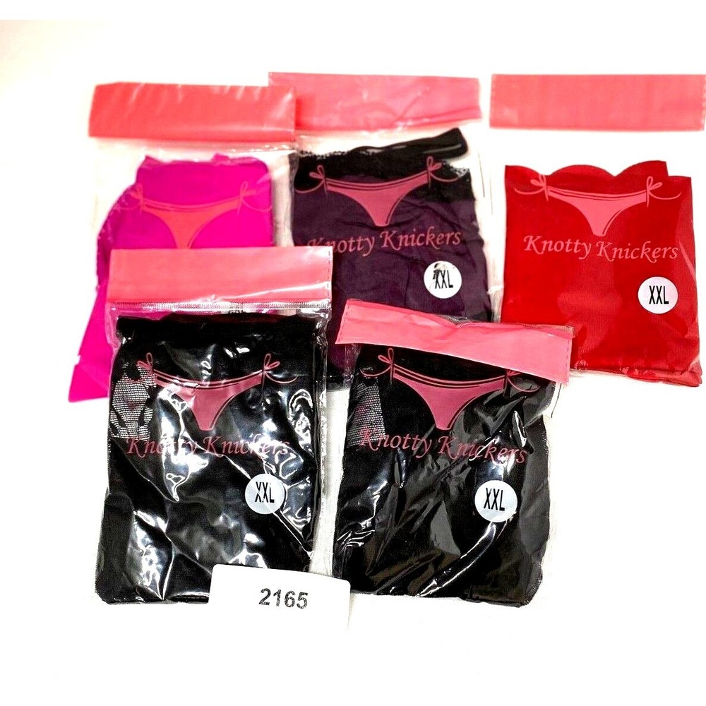Knotty Knickers Womens XXL Panty‎ Bundle 5 Pack Lace Seamless Thong Brief New